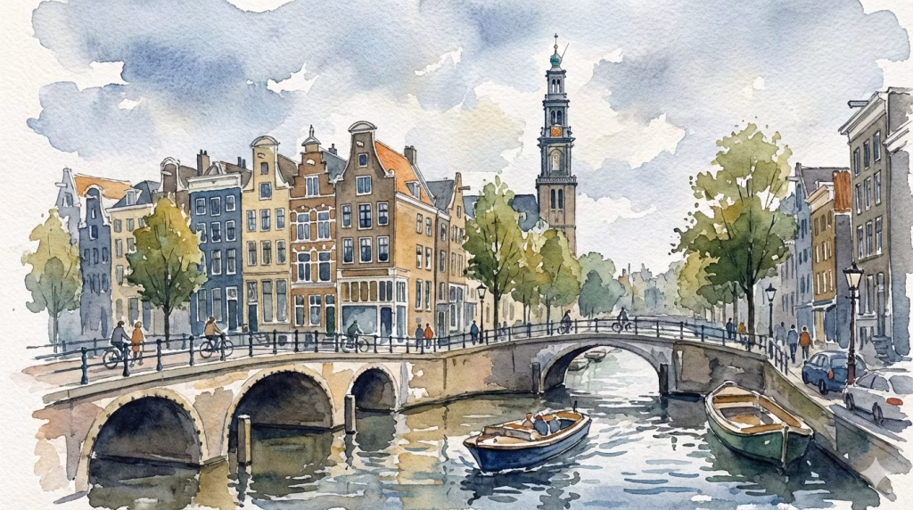 amsterdam / netherlands - watercolor